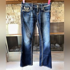 Rock Revival Denim Jeans Fleur-de-Lis 26 Kai Easy Boot Cut